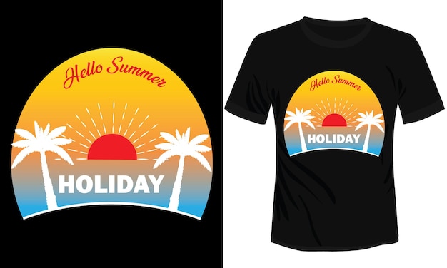 Hallo zomervakantie tshirt ontwerp vectorillustratie