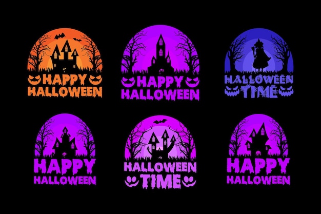 Halloweeen tshirt design set