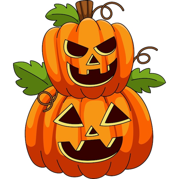 Halloween 2 Tiers Pumpkin Cartoon Colored Clipart