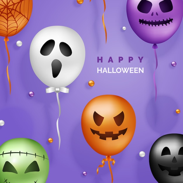 Vector halloween 3d-ballonnen achtergrond