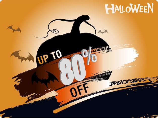 Halloween 80 percent off sale banner Holiday offer autumn discount vector illustration,