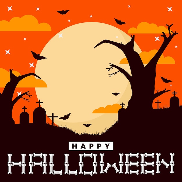 Halloween-achtergrond in plat ontwerp premium vector