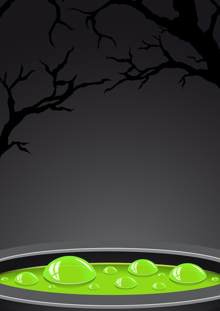 Halloween-achtergrond met groen drankje en plaats voor tekst