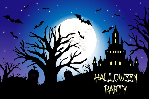Halloween-achtergrond met kasteel. vector illustratie