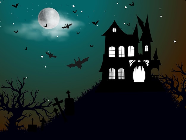 Halloween-achtergrond met plat ontwerp ter illustratie