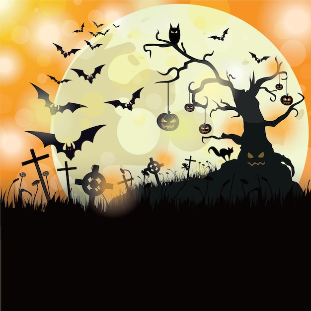 Vector halloween achtergrond met vleermuizen