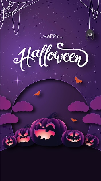 Vector halloween achtergrond vector papercut stijl