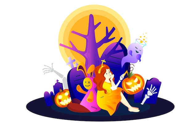 Halloween achtergrondkleur vectorillustratie. Halloween-feest, Halloween-kinderen