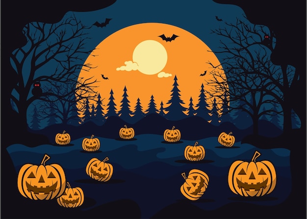 halloween-achtergrondthema voor sociale media post halloween-banner met schattige cartoonstijl