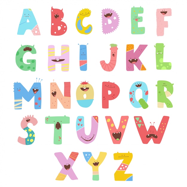 Halloween alfabet. lettertype met schattige monsters worden geconfronteerd met vectorkarakters.