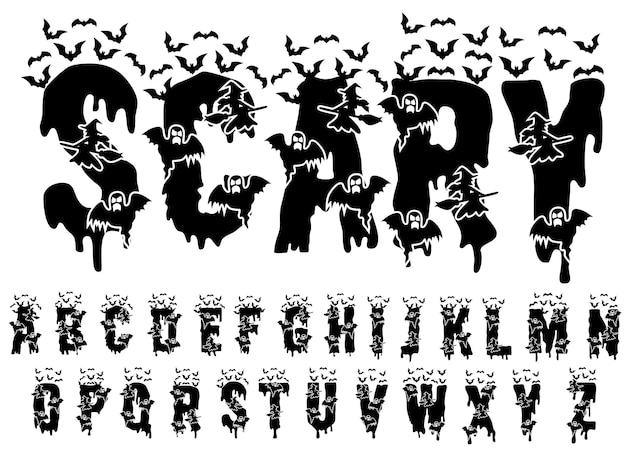 Halloween-alfabetontwerp Vector Halloween-lettertype Vector Halloween-letter