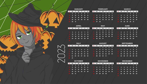 Calendário anime halloween 2023