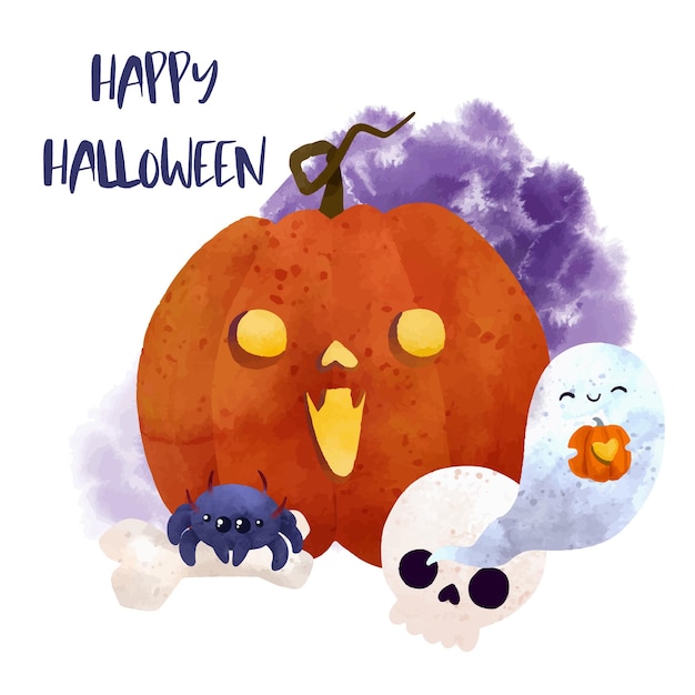 Halloween art hand drawn vector watercolor art