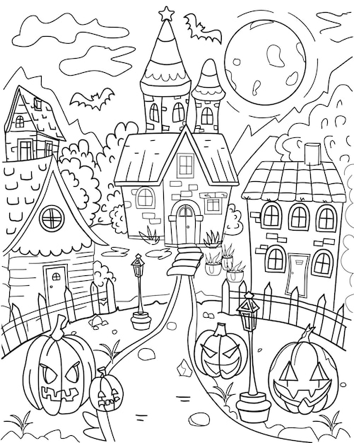 Halloween background coloring page