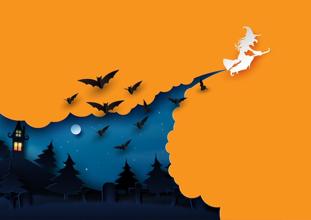 Halloween background concept paper art style.