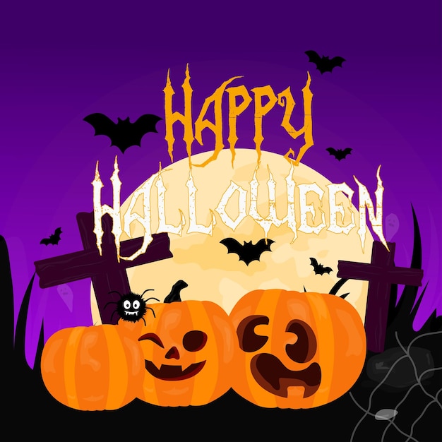 Halloween background design with pumpkin