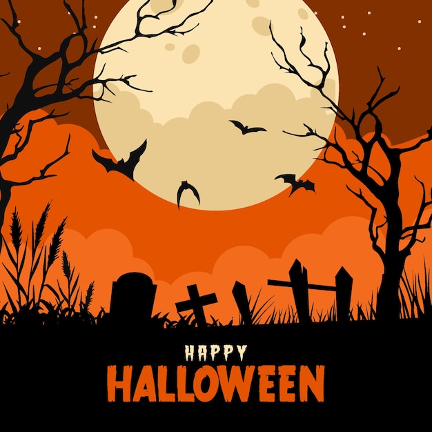 Vector halloween background in flat design