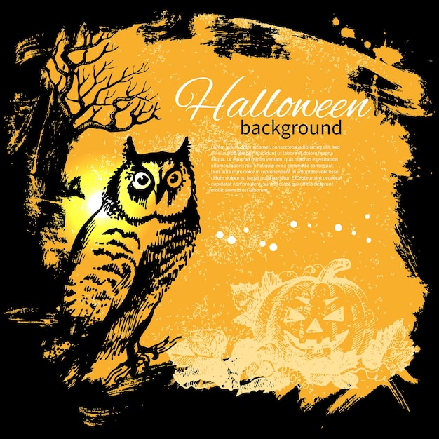 Halloween background. Hand drawn illustration
