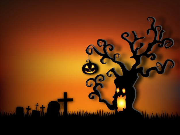 Halloween background paper art style.