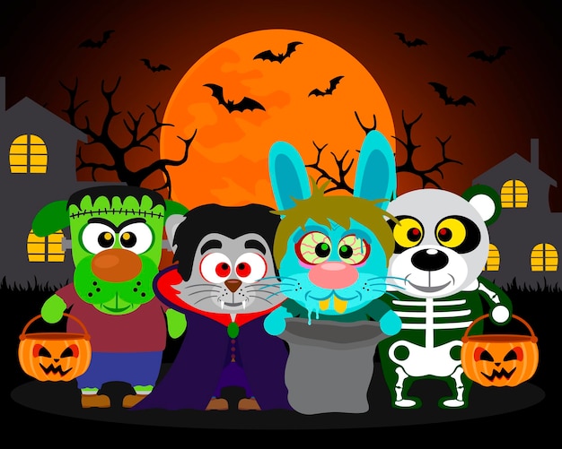 Halloween background trick or treat animals