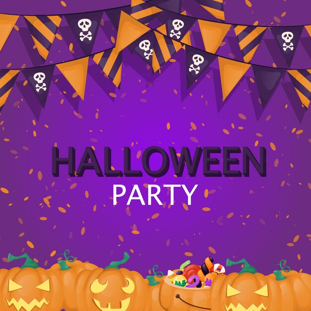 Vector halloween background trick or treat sweets food party  illustration. autumn spooky scary invitation