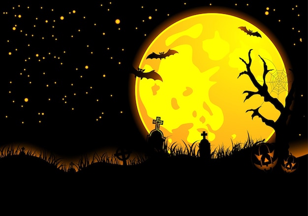Vector halloween background with bat, pumpkin, element for design, vector illustration