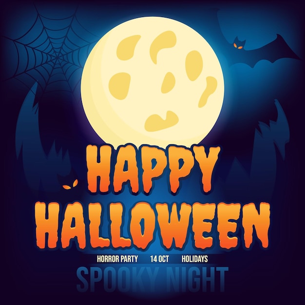 Halloween background with bats dark blue moon