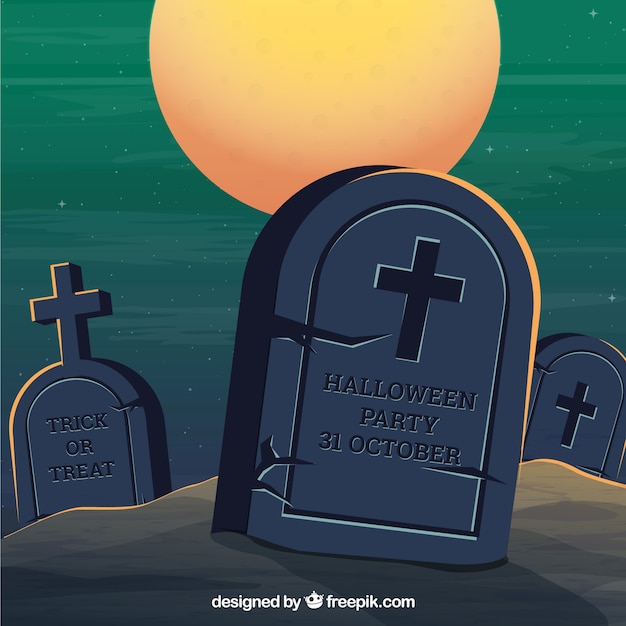Хэллоуин фон с классическими надгробными плитами