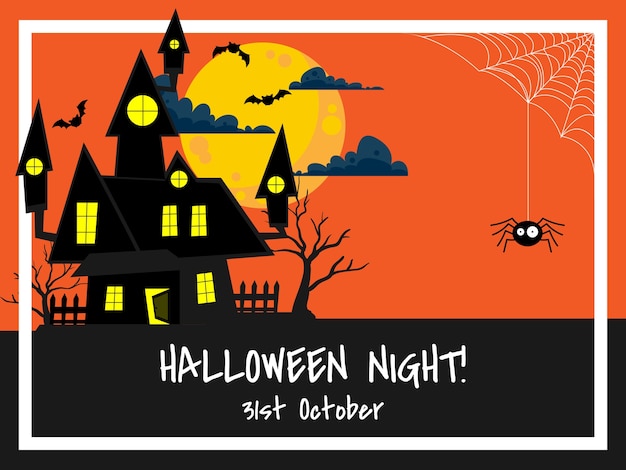 Halloween background with halloween night! text.