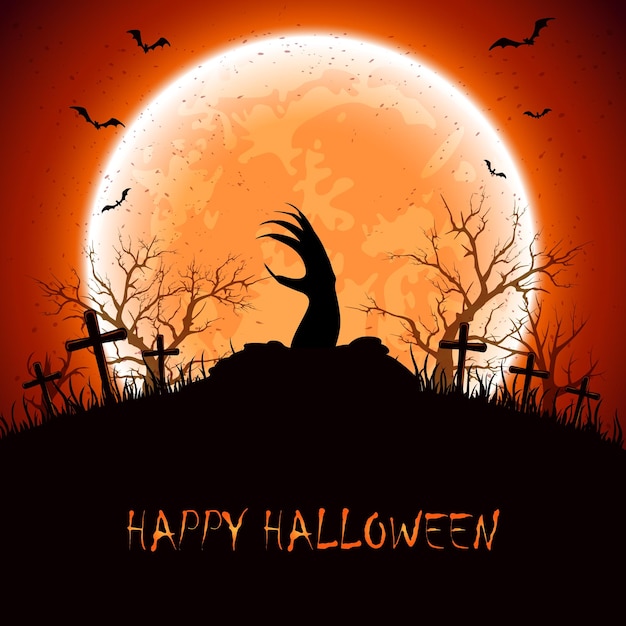 Halloween background with hand