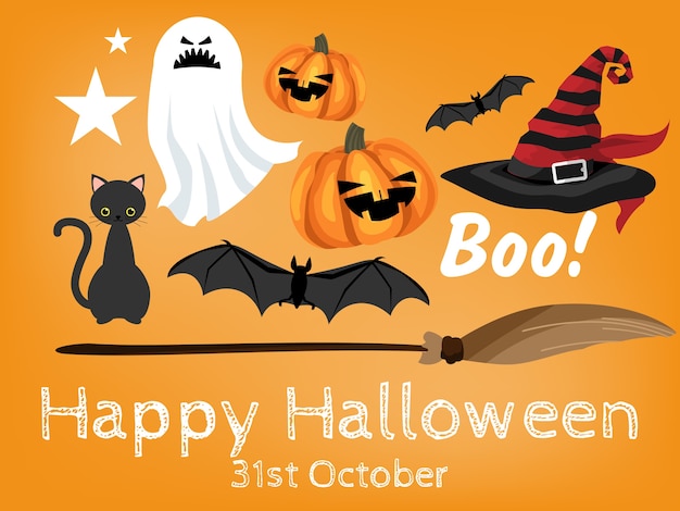 Halloween background with happy halloween text.