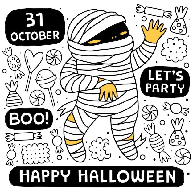 Vector halloween background with mummy