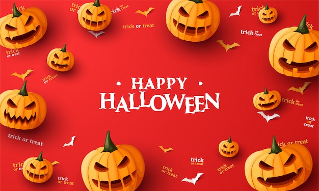 Vector halloween background with orange pumpkin.