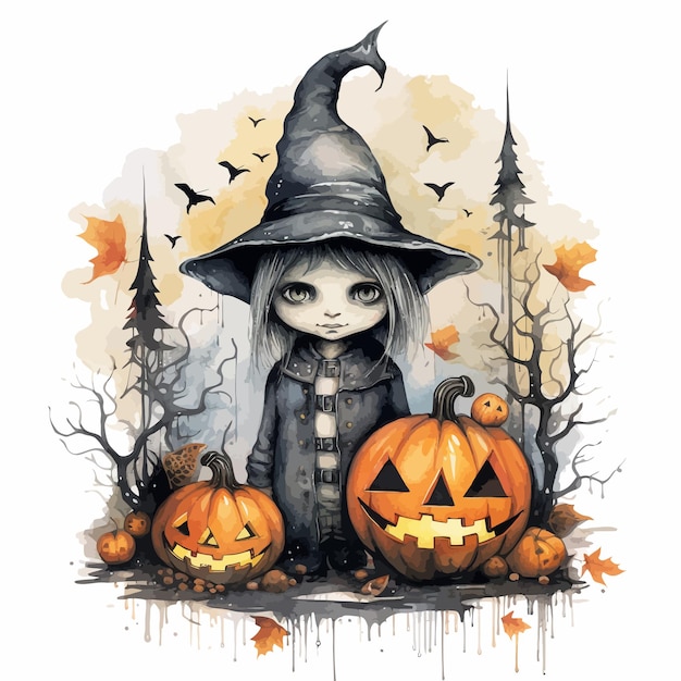 Halloween background with pumpkin and bats