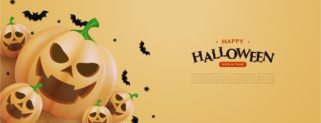 左側にカボチャとハロウィーンの背景