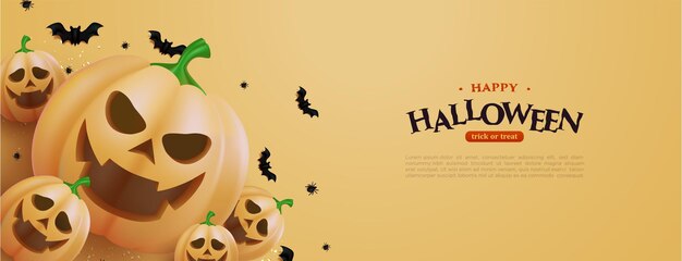 Halloween background with pumpkins on the left side