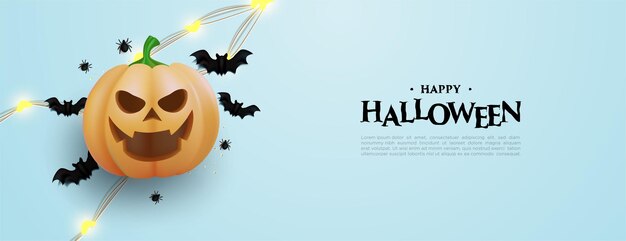 現実的なカボチャのイラストとハロウィーンの背景