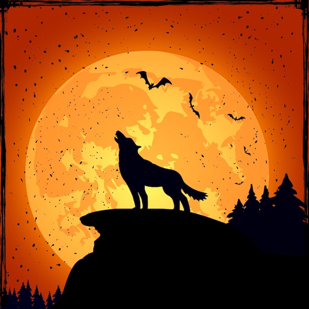 Halloween background with wolf