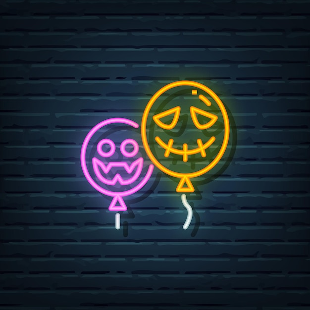 Halloween Ballon Neon Sign Vector Elementen