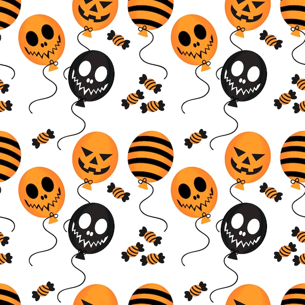 Halloween balloon and candy seamless pattern.