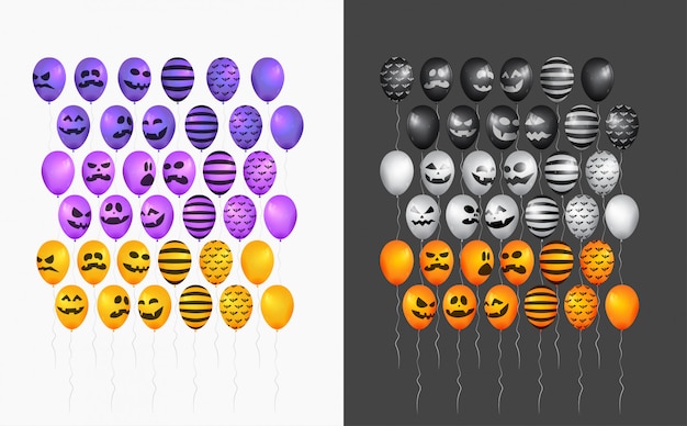 Halloween balloons character set