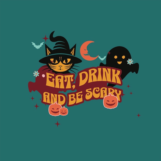 Vector halloween banne eten drinken wees eng met vrienden