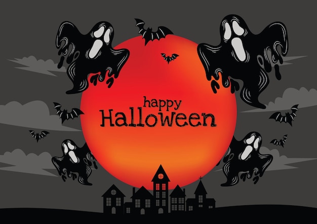 halloween banner background with halloween items