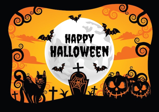 Halloween banner background with halloween items