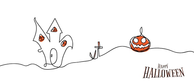 Halloween banner illustratie van een abstracte Halloween achtergrond minimale lijntekeningen