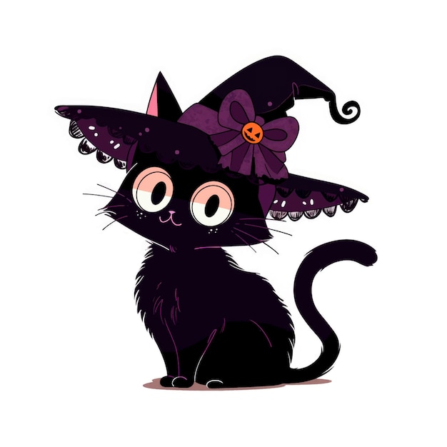 Halloween-banner met pompoenen en zwarte kattenillustratie