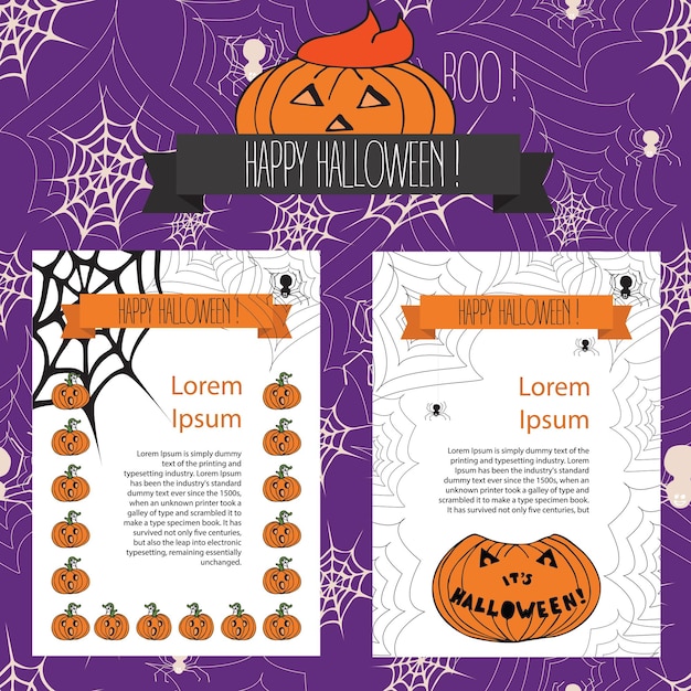 Halloween banner met spinnenweb en pompoenen vector illustrarion voor kaarten uitnodiging voor een feest wenskaart