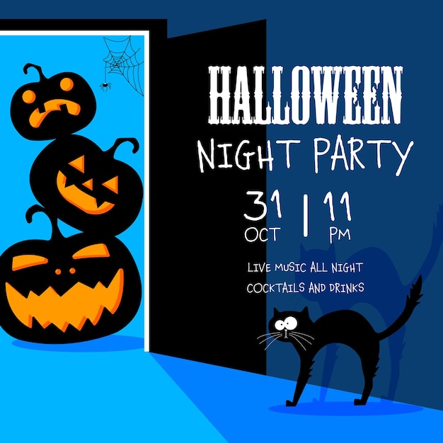 Halloween banner for night party dedicated to October 31 celebration.