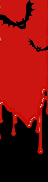 Vector halloween banner for pc horror style with dripping blood and bats