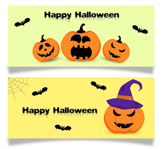 Halloween banner set with pumpkin.